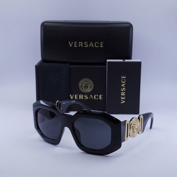 Versace VE4424U GB1/87 Geometric Sunglasses - Black/Grey - Picture 1 of 11